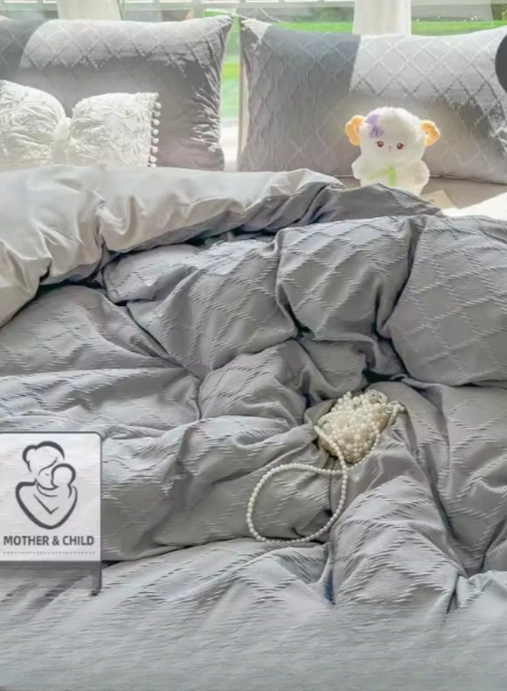 Washing Cotton Four Piece Set AB Double-sided Four Season Usable Mother And Baby Environmentally Friendly Fabric, Full Of Comfort 1.5m Bed Sheet Four Piece Set 【Suitable for 200 * 230cm Quilt】 - Image 1